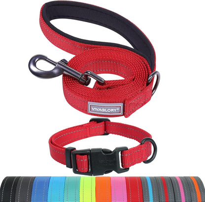 VIVAGLORY Dog Leash Puppy Leash for Collar, 3Ft X 1In, Black | with Soft Padded Handle for Training & Walking, Heavy Duty & Double Layer Nylon Pet Puppy46