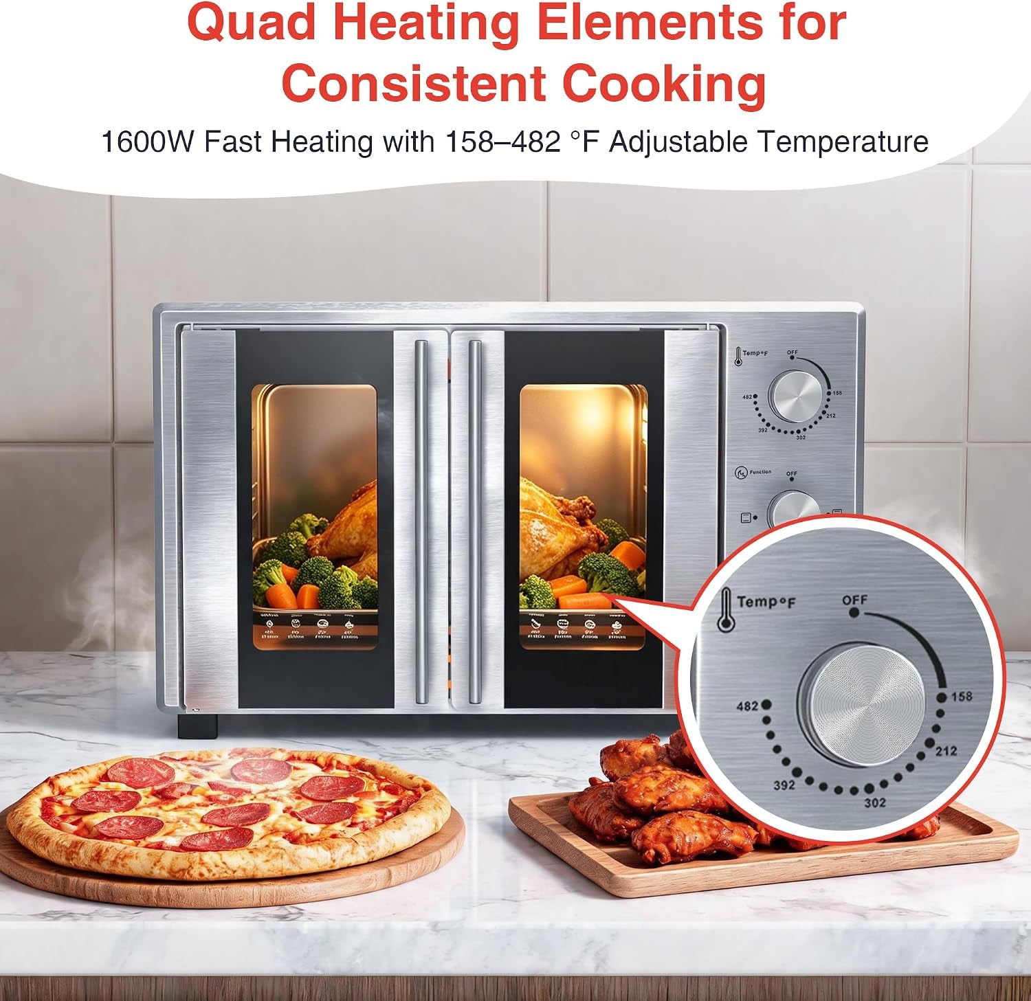 40-1qt-xl-french-door-countertop-oven-1600w-extra-large-toaster-oven-with-3-intuitive-knobs-infared-even-heating-for-12-pizza-whole-chicken-easy-to-use-stainless-steel-silver