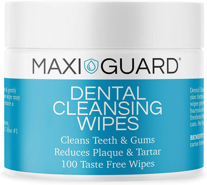 MAXI/GUARD Dental Cleansing Wipes for Dogs, Cats, Horses and Companion Animals (100 Wipes), Light Blue/White1