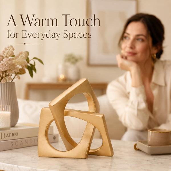 Gold Knot Statue for Coffee Table Centerpiece Decor,Modern Abstract Art Geometric Sculpture and Figurines, Home Decor Accent,Cube Knick Knacks for Shelves,Bookshelf,Entryway,Floating5