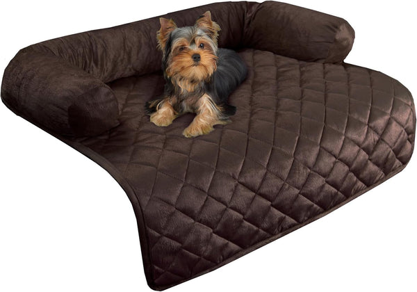 Couch Cover for Dogs - 35X35 Pet Furniture Protector with Memory Foam Neck Bolster, Quilted Fabric, and Water-Resistant Base Layer by PETMAKER (Gray)12