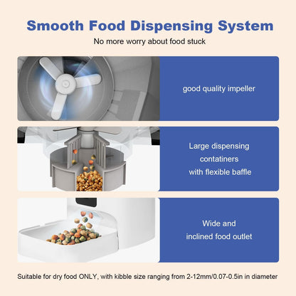 Automatic Cat Feeder, 4L Cat Food Dispenser with 10S Voice Recorder, Pet Feeder up to 8 Meals per Day, Timed Dog Feeder with Dry Food Sealed Ring4
