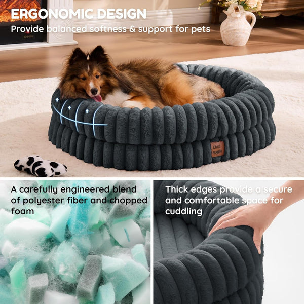 Chixnuggle Orthopedic Dog Bed, Washable Cover, Faux Fur Bolster Pet Couch | Waterproof,Egg Crate Foam,Non-Slip Bottom,For Small Medium Dogs,Dark Grey,30*24*7,Dog Sofa,Puppy Bed5