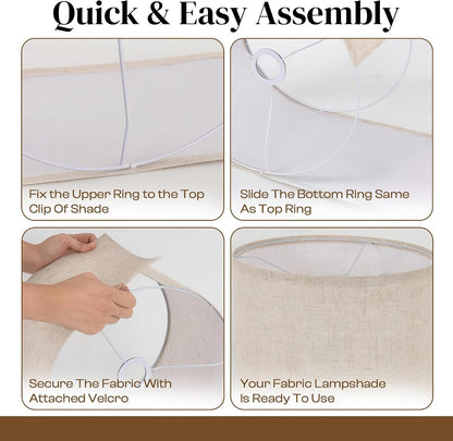 Lamp Shades Set of 2 – 𝟏𝟏.𝟔” 𝐓𝐨𝐩 𝐱 𝟏𝟐.𝟔” 𝐁𝐨𝐭𝐭𝐨𝐦 𝐱 𝟗.𝟖” 𝐇𝐢𝐠𝐡 Fits Harp-Style Bedside & Floor Lamp Shades – 𝐃𝐫𝐮𝐦 𝐒𝐡𝐚𝐩𝐞 Easy Assembly (Ships Rolled Flat) (Beige, Medium)6