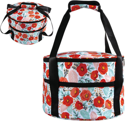 Round Insulated Double Casserole Carrier for Hot or Cold Food with Handle,Pie Carrier Bag,Insulated Lunch Bag for Travel Picnic Cookouts,Fits Pioneer Woman Kitchen Stuff and 12.5" Pie Pan1
