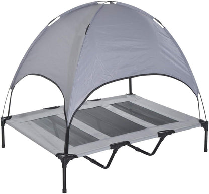 Pawhut Elevated Portable Dog Cot Cooling Pet Bed with UV Protection Canopy Shade, 48 Inch | Large Pet Bed, Outdoor Dog Cot, UV Protection Shade, Camping1