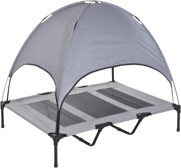Pawhut Elevated Portable Dog Cot Cooling Pet Bed with UV Protection Canopy Shade, 48 Inch | Large Pet Bed, Outdoor Dog Cot, UV Protection Shade, Camping1