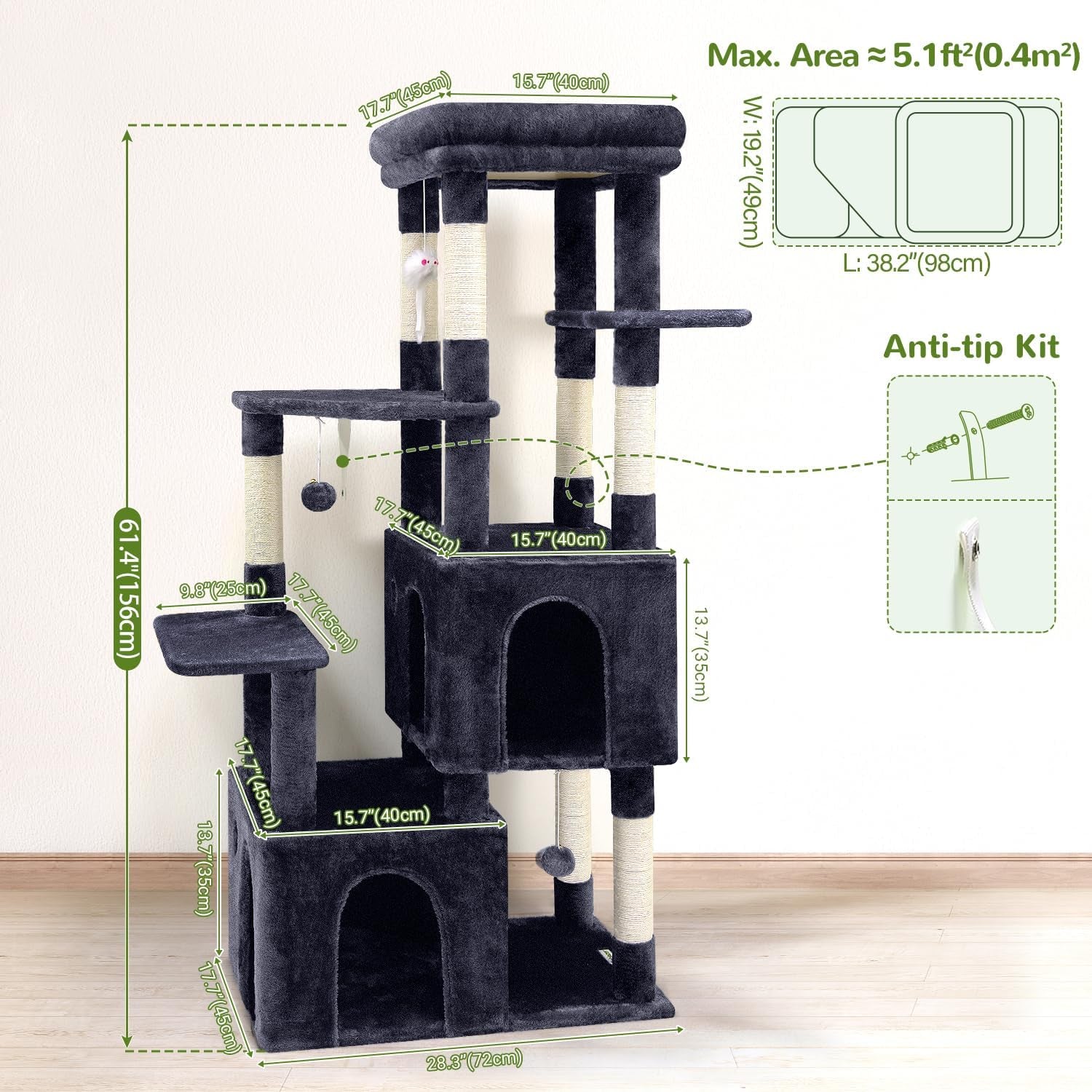 globlazer-cat-tower-for-indoor-cats-heavy-duty-cat-trees-for-large-adult-big-cats-maine-coon-cat-tree-tower-with-scratching-post-extra-large-top-perch-cat-condos-f61-dark-grey-61inch
