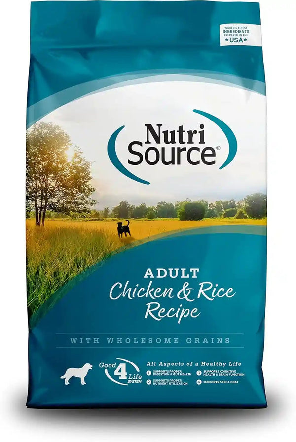 Nutrisource Adult Dry Dog Food, Chicken & Rice, 26 Lb | Probiotic & Prebiotic Digestive Support, Healthy Skin & Coat, No Corn Wheat or Soy1