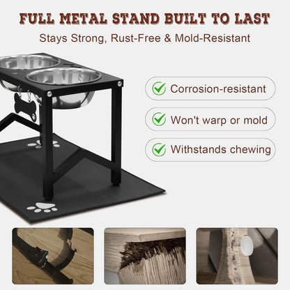 Elevated Dog Bowls, Metal Raised Dog Bowl Stand with 2 Thick 58Oz Stainless Steel Food Bowls & Non-Slip Mat - 11.8" Tall for Medium/Large Breeds4