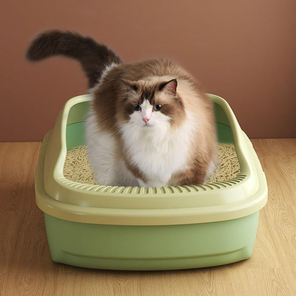Pet Supplies, Open Top Cat Litter Box with Scoop, High Side Sifting Tray for All Cats(Green)4
