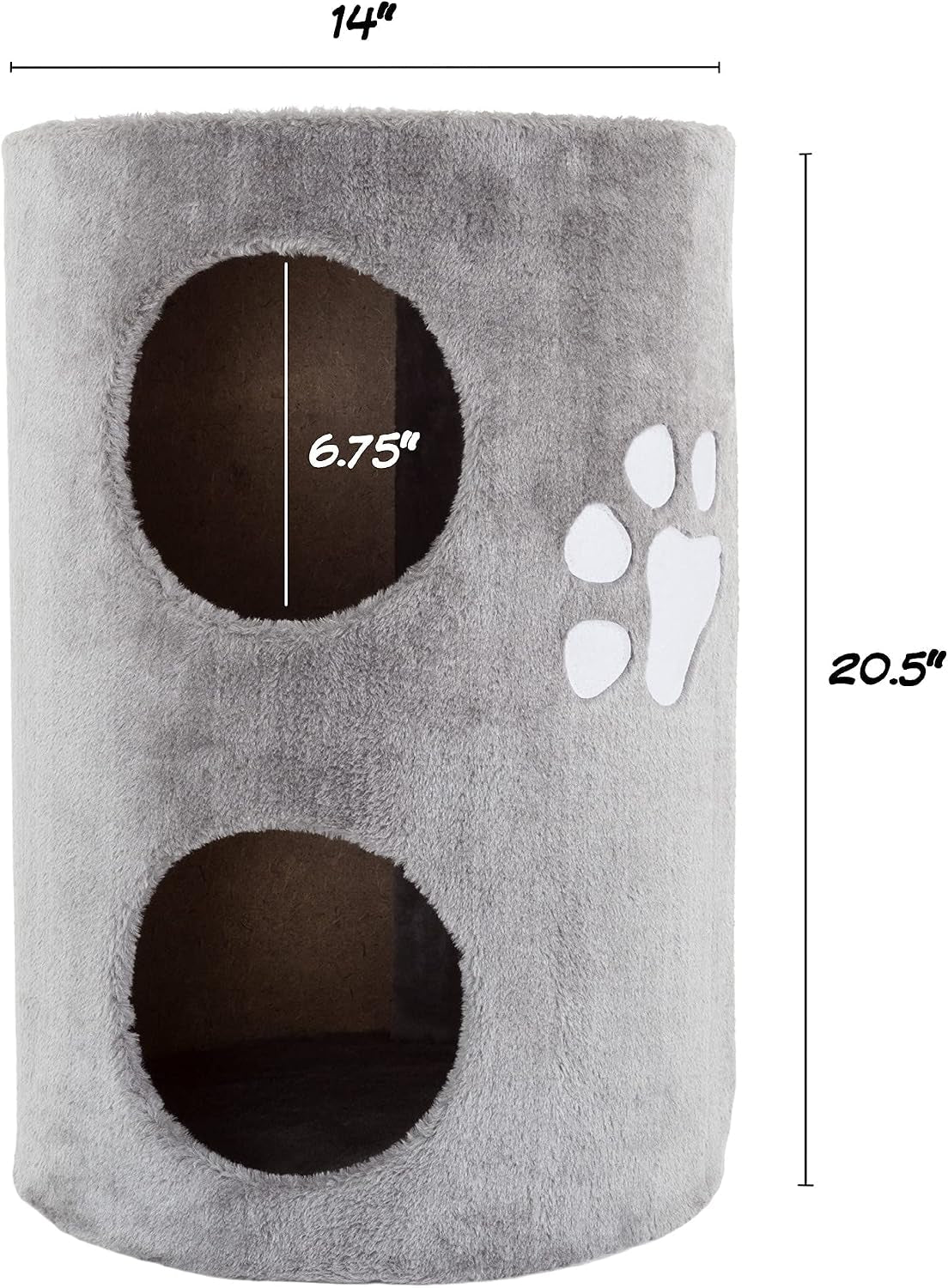 20-5-inch-cat-condo-2-story-cat-house-with-sisal-scratch-pad-barrel-shaped-pet-house-covered-in-soft-fabric-by-petmaker-gray