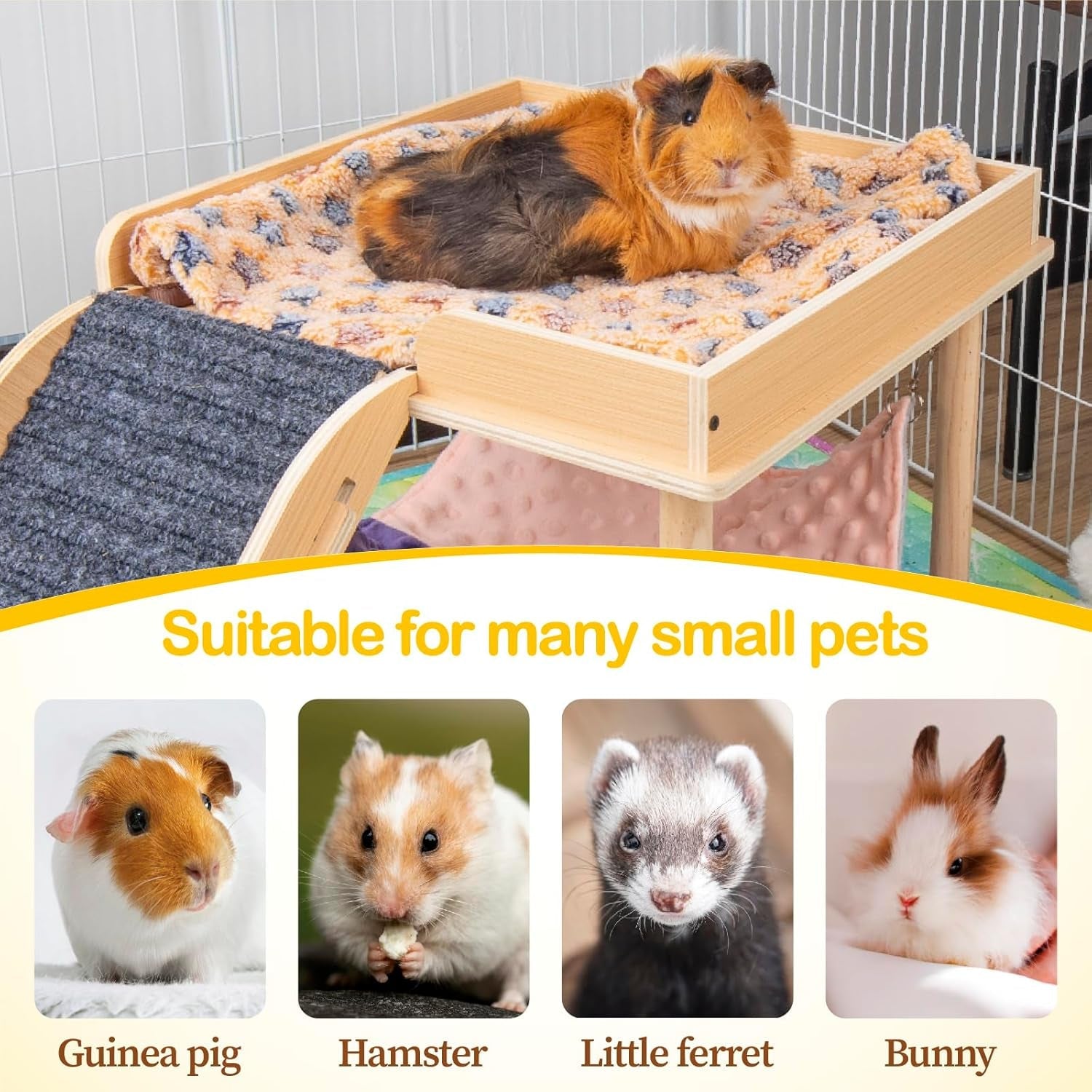 besnew-enlarged-guinea-pig-hammock-with-platform-and-stairs-wooden-small-animal-hideout-for-guinea-pigs-bunny-ferret-hamster-hiding-sleeping-activitiessingle