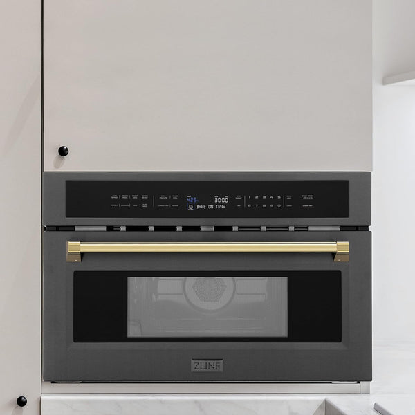 ZLINE Autograph Edition 30” 1.6 Cu Ft. Built-In Convection Microwave Oven in Black Stainless Steel and Gold Accents7