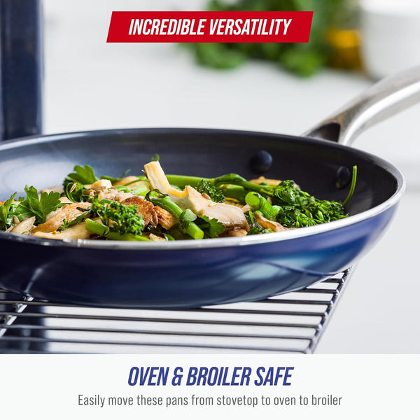 14 Piece Cookware Set, Diamond Infused PFAS & Pfoa-Free Ceramic Nonstick Pots and Pans, Durable, Non Toxic, Metal Utensil Safe & Scratch Resistant, Dishwasher & Oven Safe, Blue | Pfas-Free Diamond Infused Ceramic Nonstick, Metal Utensil Safe, Dishwasher & Oven Safe to 600F, Skillets, Sauce, Stockpot7