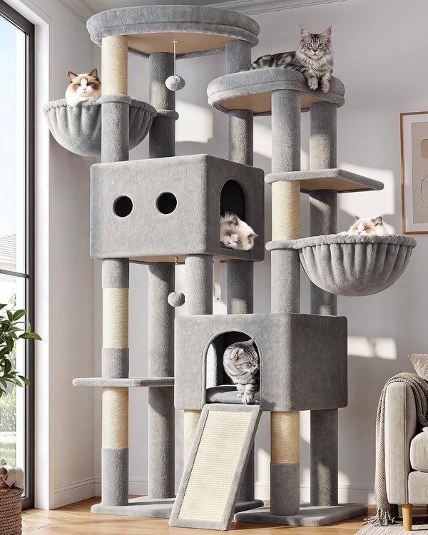 Globlazer Cat Tower for Indoor Cats, Heavy Duty Cat Trees for Large Adult Big Cats Maine Coon Cat Tree Tower with Scratching Post, Extra Large Top Perch, Cat Condos, F61, Dark Grey, 61Inch10