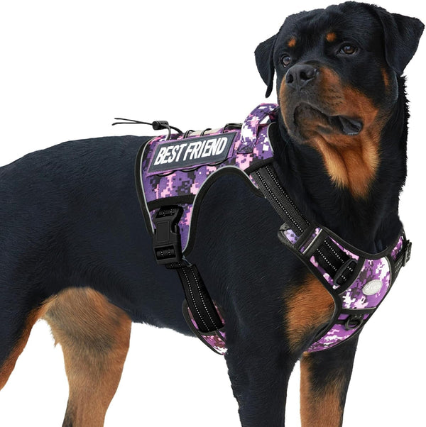 Auroth Tactical Dog Harness for Large Dogs No Pull Adjustable Pet Harness Reflective K9 Working Training Easy Control Pet Vest Military Service Dog Harnesses Army Yellow L69
