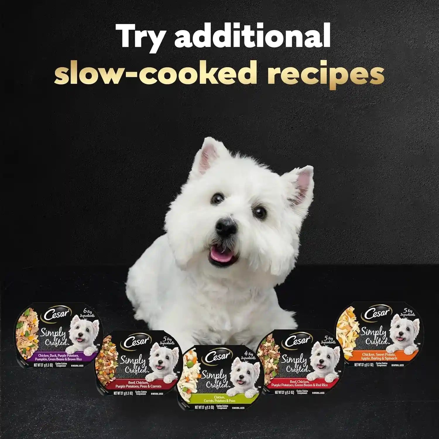 cesar-simply-crafted-wet-dog-food-toppers-chicken-1-3-oz-10-count-real-chicken-1-ingredient-no-by-products-or-artificial-flavors-slow-cooked-easy-to-digest-single-serve-tubs