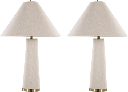 Kona 28" Metal Table Lamp, Desk Lamp, Bedside Lamps for Night Stands, Natural Linen Shade, Brass Base1