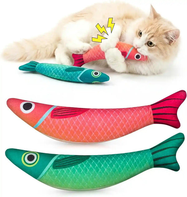 Cat Toys for Indoor Cats, Fish-Shaped Pillow, 2 Pack Yellow + Purple | 5000Mg A+Natural Catnip & Bell, Interactive Soft Chew Kicker, for Indoor Cats & Kittens, Crinkle & Bell Fish Sound Toy7