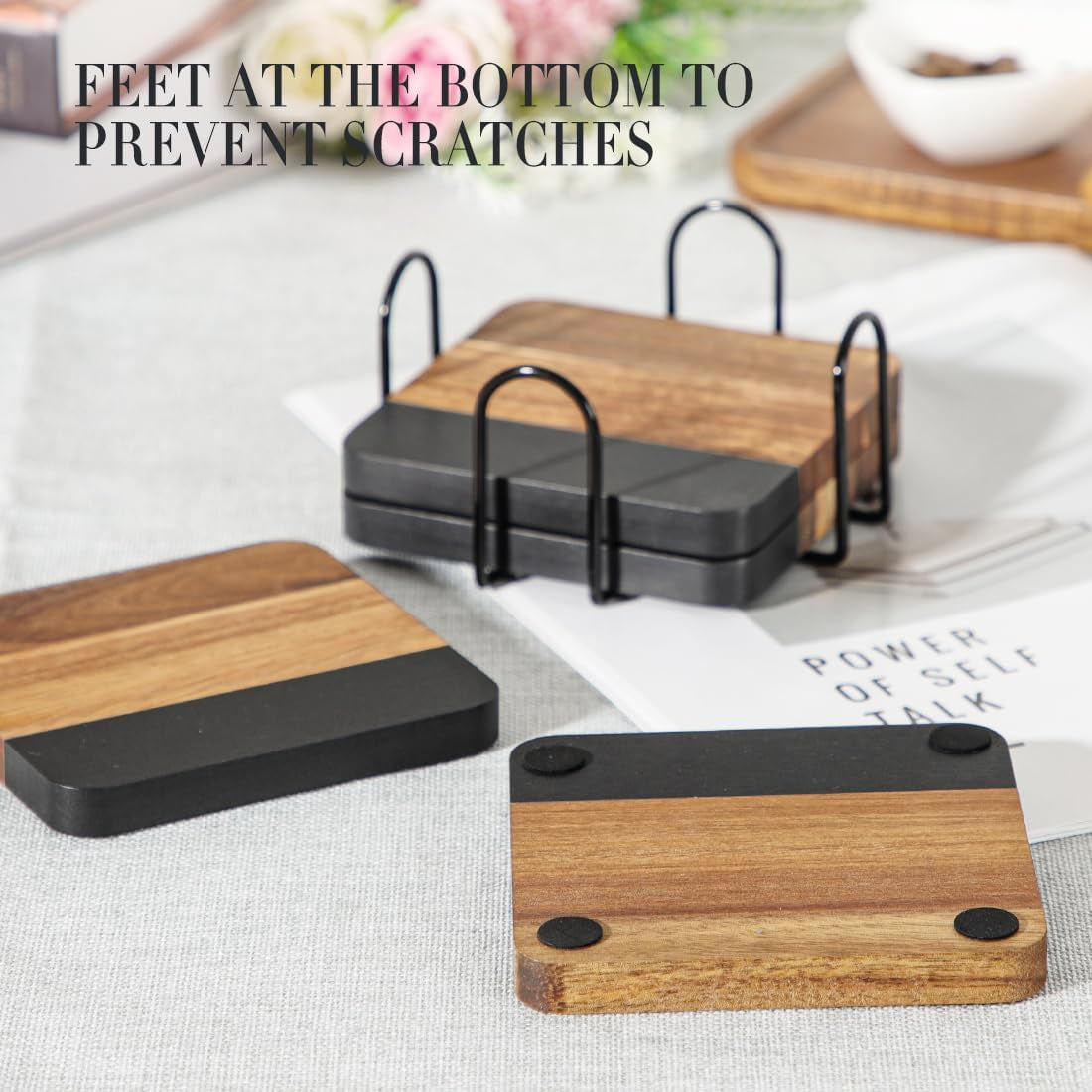 black-marble-wood-coasters-with-holder-for-drinks-set-of-4-square-non-slip-wooden-stone-coaster-coffee-table-accessories-manly-coaster-for-men-coffee-table-bar-office-rustic-modern