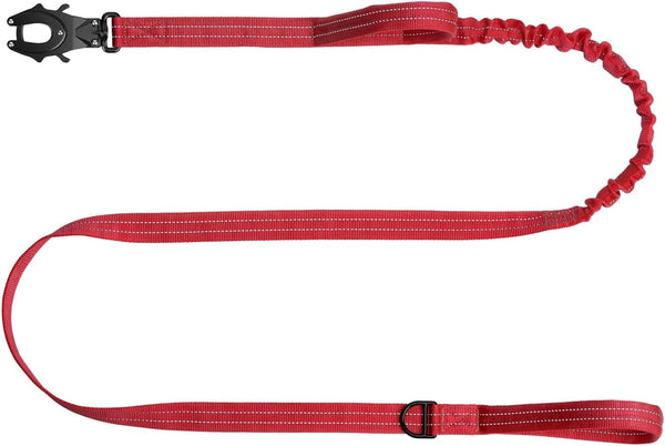 ICEFANG Tactical Dog Leash with Quick-Release Metal Clasp,Bungee-Dog Lead | with 2 Control Handles,Hands Free D-Ring ,Reflective ,4Ft Length for Medium Large Dogs, Brown14