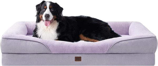 EHEYCIGA Orthopedic XL Dog Bed for Large Sized Dog, 42X30 Inch Extra Large Memory Foam Dog Couch Bed with Sides, Waterproof Liner & Washable Removable Cover, Bolster Pet Sofa, Grey14