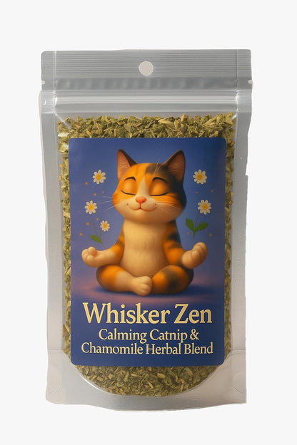 Whisker Zen Natural Catnip and Chamomile Blend for Cats, Calming Herbal Mix (4Oz Bag)1