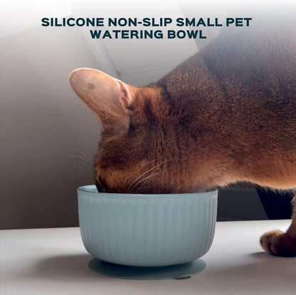 Cat Bowls with Suction Cup 13 Oz — Elevated Silicone Pet Dish with Non-Slip Bottom for Dry Food, Wet Food and Water (Light Grey)10