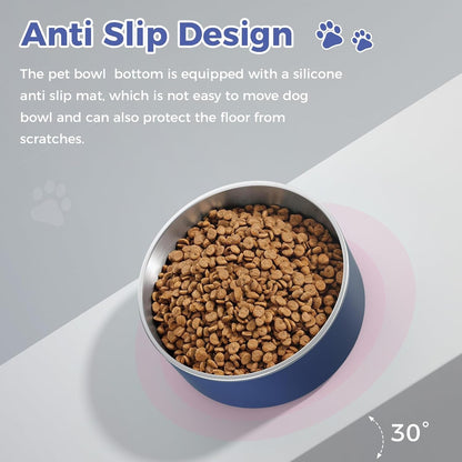 WENBOKMIN Dog Bowl, Stainless Steel Food and Water Bowl, 40Oz, Blue | Non Slip Quiet Bottom, Easy to Clean, Dishwasher Safe6