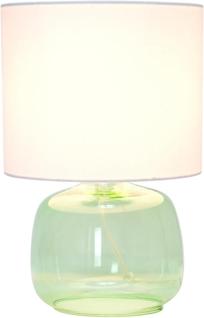 LT2064-GRW Glass Table Lamp with Fabric Shade, Green with White Shade2