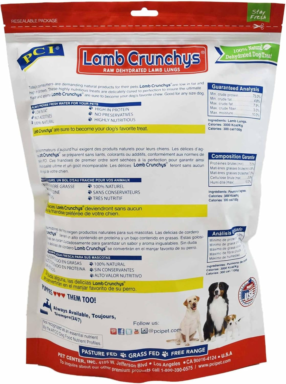 pci-pet-center-inc-lamb-crunchys-raw-dehydrated-lamb-dog-treats-16-oz-pack-made-in-usa-dog-treats-from-single-ingredient-lamb-lung-for-dogs-of-all-ages-can-be-used-for-training-or-daily-treats