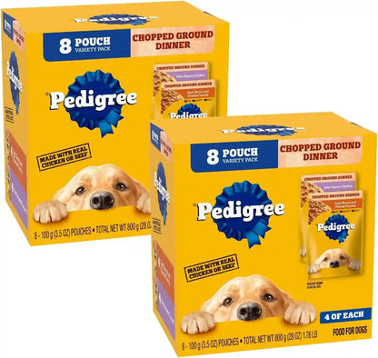 Pedigree Chopped Dinner Wet Dog Food Pouch, Variety Pack, 3.5 Oz, 30 Count | Chicken & Beef, Steam Cooked with Real Animal Protein, No Added Sugar, No Artificial Flavors, Serve as Topper or Meal13