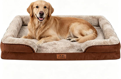 Orthopedic Dog Bed for Medium Dogs - Gel Memory Foam Pet Bed with Waterproof & Washable Cover, Contoured Bolster Design for Dogs & Cats (Grey, 30.0" L X 20.0" W X 6.3" Th)11
