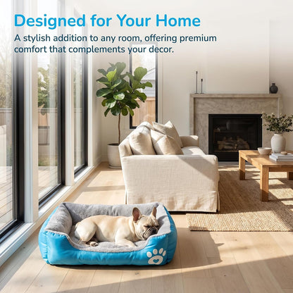 Plush Dog Bed for Small to Large Dogs - Rectangular Polyester Pet Bed with Paw Print Design, Soft & Comfortable Indoor/Outdoor Use, Dog Bed for Small, Indoor Pet Furniture, Durable Pet Bed3