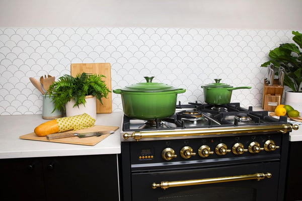 4-Piece Enameled Cast Iron Set, Oven Safe and Suitable for All Cooktops – Includes 5.7 Quart Dutch Oven Pot with Lid and 2.2 Quart Saucepan with Lid (Okra)3