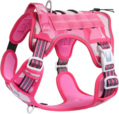 Auroth Tactical Dog Harness for Large Dogs No Pull Adjustable Pet Harness Reflective K9 Working Training Easy Control Pet Vest Military Service Dog Harnesses Army Yellow L36