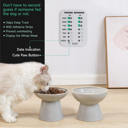 YAUYIK Dog Feeding Reminder, Magnetic Reminder Sticker, AM/PM Daily Indication Chart Feed Your Pets, Fridge Magnets and Double Sided Tape, Helps You to Track Pet Feeding & Medication (White)2