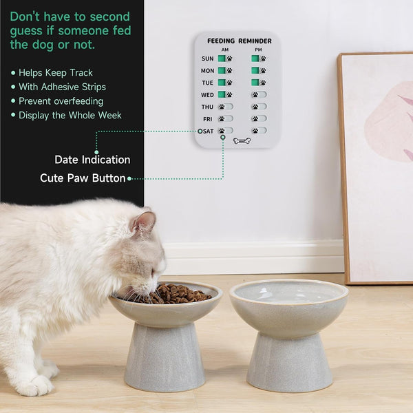 YAUYIK Dog Feeding Reminder, Magnetic Reminder Sticker, AM/PM Daily Indication Chart Feed Your Pets, Fridge Magnets and Double Sided Tape, Helps You to Track Pet Feeding & Medication (White)2