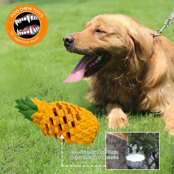 Indestructible Pineapple Dog Toy - Gaint Aggressive Chewers Training | Heavy Chew, Treat Dispenser, Power Chewer, Durable Puzzle, Tough Interactive, Easy Clean2