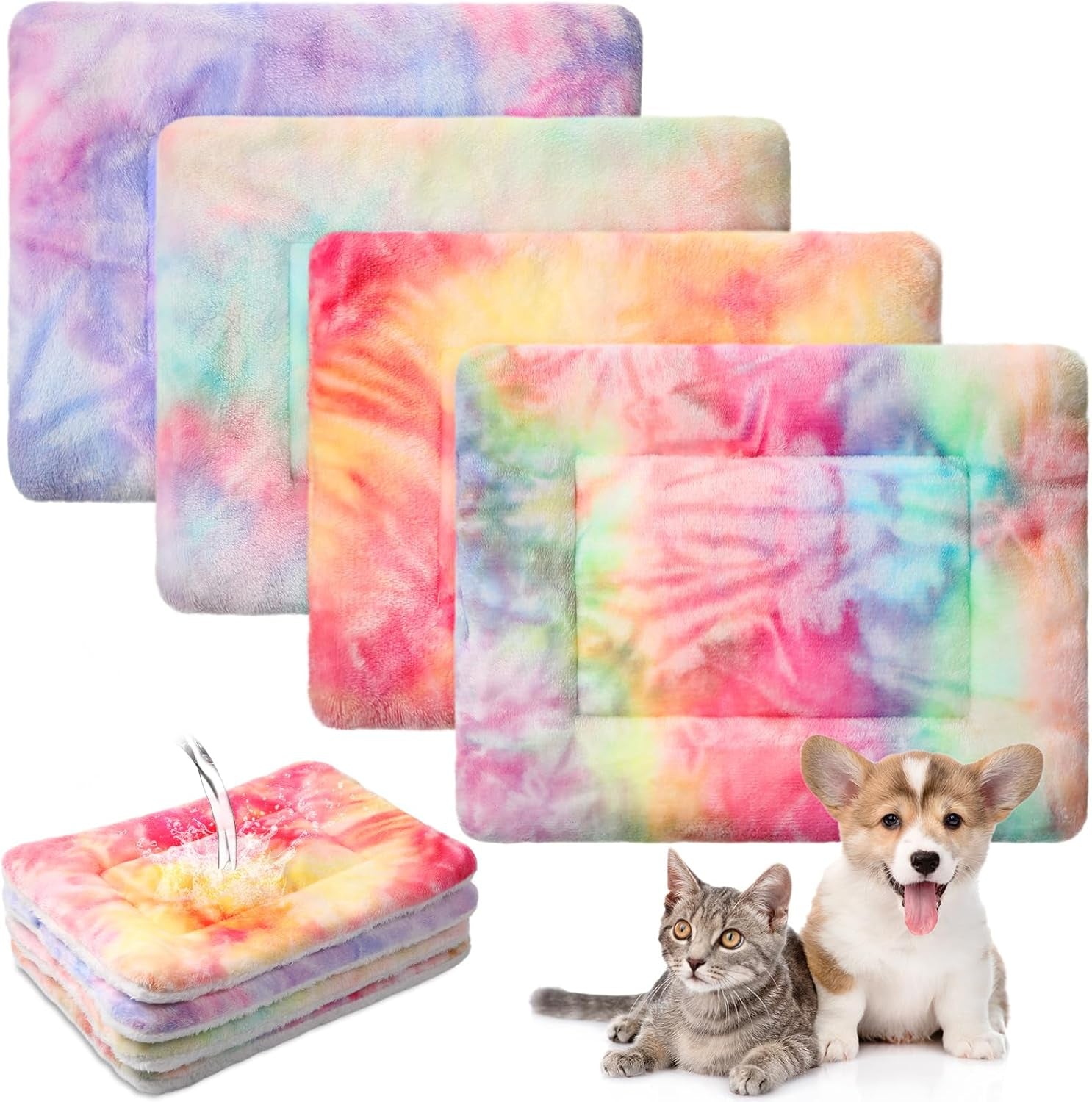 haull-4-pcs-waterproof-guinea-pig-bedding-soft-dog-cat-bed-crate-mat-small-animal-plush-cage-liners-rabbit-bunny-kennel-pad-reversible-cozy-pee-thickened-hamster-padtie-dyed-13-x-10-inch