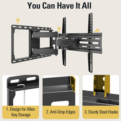 Full Motion TV Wall Mount for 32-70 Inch Tvs up to 99Lbs | Mount Bracket with Swivel and Tilt, TV Bracket with Articulating Dual Arms, Fits 16” Studs, Max VESA 400X400 Mm, MD23809