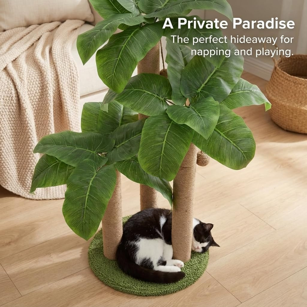 lemonda-31-5inch-cat-scratching-post-cat-scratcher-tree-with-3-scratching-poles-2-interactive-dangling-balls-cats-scratching-posts-for-indoor-kitten-adult-cats-cat-scratcher-tree-3-scratching-poles-cat-scratching-posts-2-interactive-dangling-balls-for-indoor-kitten-adult-cats