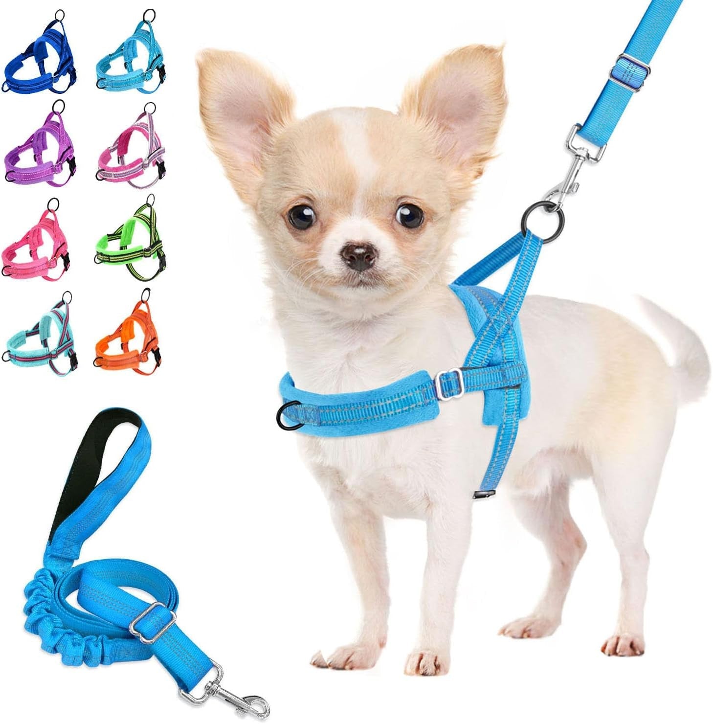 lukovee-no-pull-dog-harness-and-leash-set-soft-padded-small-dog-harness-neck-chest-adjustable-reflective-vest-puppy-harness-with-4ft-lightweight-anti-twist-dog-leash-for-small-dogs-xs-blue