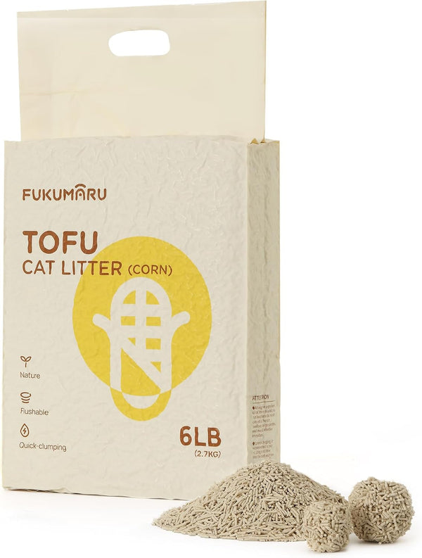 FUKUMARU Tofu Cat Litter - Natural Lightweight Unscented Cat Litter Pellets, 99.9% Dust Free Quick Clumping, Effective Odor Control, Flushable, Low Tracking, 18 LBS (3 Packs)12