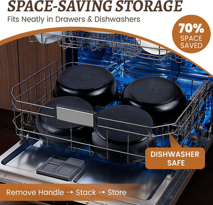 20-Piece Ceramic Nonstick Cookware Set | Detachable Handle, Stackable for RV | Oven & Dishwasher Safe7