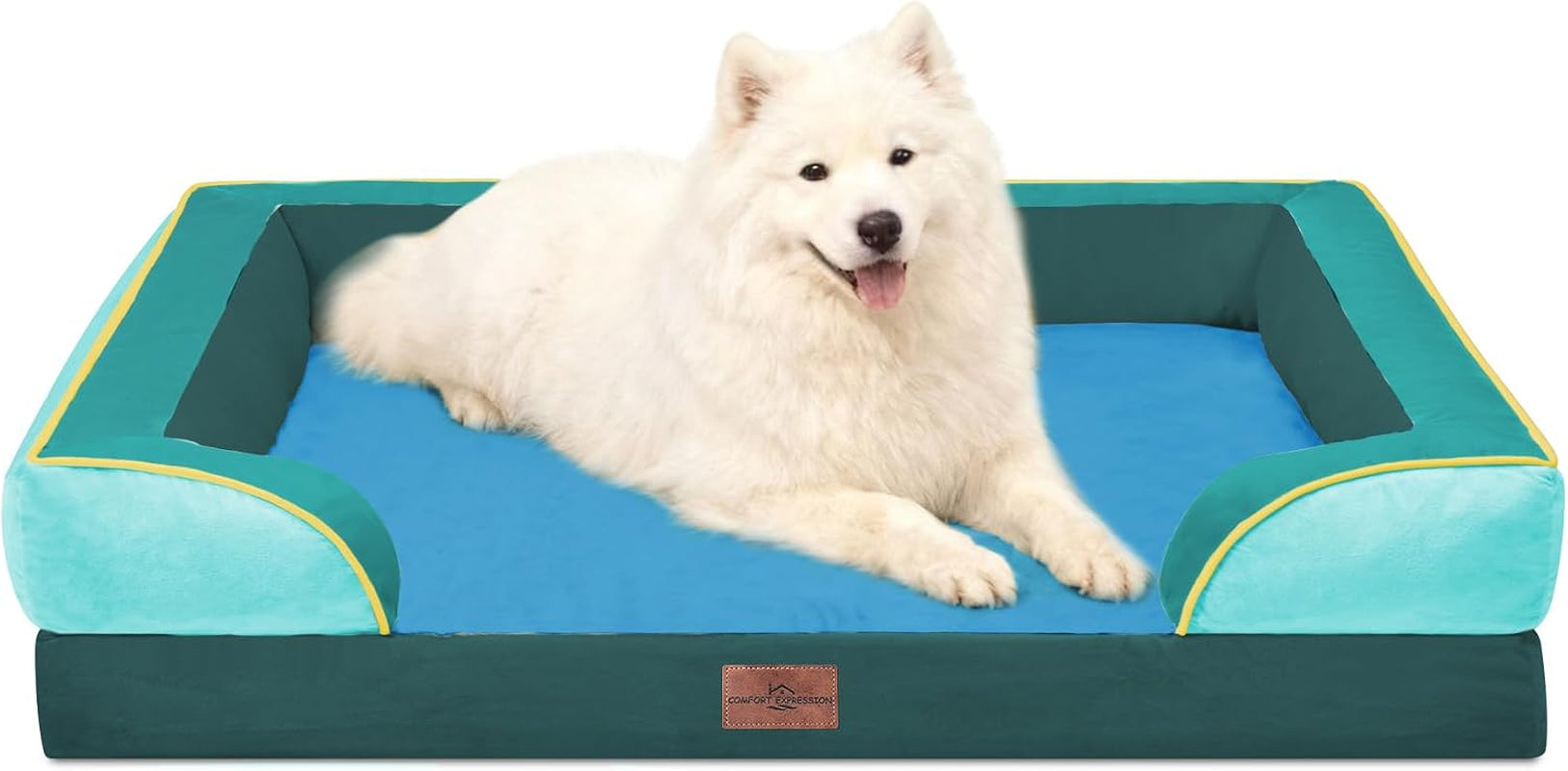 comfort-expression-orthopedic-dog-bed-for-extra-large-dogs-with-bolster-waterproof-dog-couch-bed-with-washable-cover-non-slip-bottom-supportive-egg-crate-foam-xl-pet-bed-42x30-inch