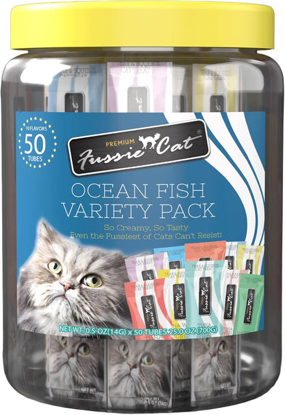 Fussie Cat, 0.5 Ounces Each, 50 Tubes, Ocean Fish Variety 10 Flavors1