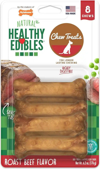 Nylabone Healthy Edibles Natural Chews, Long Lasting Dog Bones, Healthy Dog Treats, Bacon Flavor, X-Small (8 Count)15