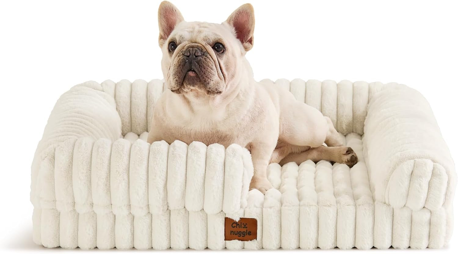 chixnuggle-orthopedic-dog-bed-washable-cover-faux-fur-bolster-pet-couch-waterproof-egg-crate-foam-non-slip-bottom-for-small-medium-dogs-dark-grey-30-24-7-dog-sofa-puppy-bed